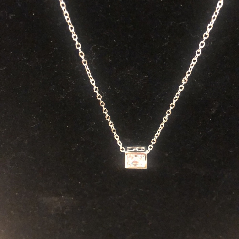 Square Cut Cubic Zirconia Necklace-NWT-Boutique - Picture 4 of 11